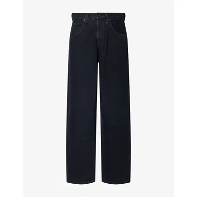 Agolde Mens Fusion Baggy Tapered Corduroy Trousers Section (blk Night Ind) In Black