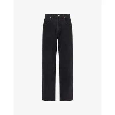 Agolde Mens Kember (saturated Blk) Fusion Baggy Tapered-leg Denim Jeans In Black