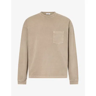 Agolde Mens Lucan Long-sleeve Cotton T-shirt Trail (md Khaki) In Neutral