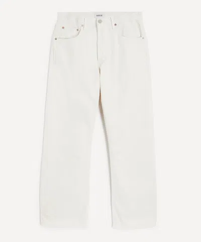 Agolde Straight-leg Chalk White Trousers With Classic Five-pocket Design In Neutral