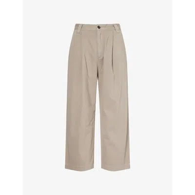 AGOLDE MENS OYSTER (PALE GREY) GAIUS PLEATED COTTON-CHINO TROUSERS