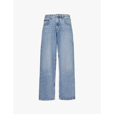 AGOLDE MENS RATIO (MD INDIGO W/TINT) FUSION FADED-WASH TAPERED-LEG DENIM JEANS