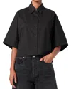 Agolde Merrin Dolman Short Sleeve Shirt In Black