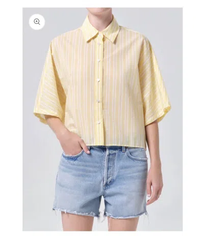 Agolde Merrin Shirt In Wirrel Stripe In Yellow