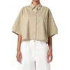 Agolde Merrin Short Sleeve Cotton Poplin Button-up Shirt In Cocoon