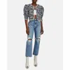 Agolde Mia Mid Rise Straight Distressed Jeans In Blue In Blue