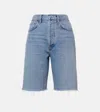 Agolde Mid-rise Denim Shorts In Blue