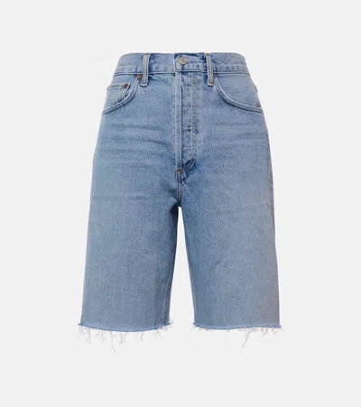 Agolde Mid-rise Denim Shorts In Blue