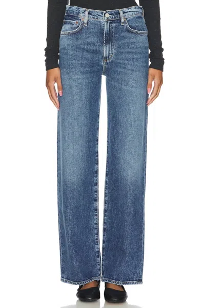 Agolde Harper Cropped Frayed Mid-rise Straight-leg Jeans In Blue