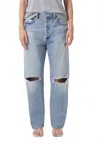 Agolde Mid Rise Straight Jean In Threadbare In Blue
