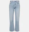 Agolde Riley Crop Denim In Curio In Blue