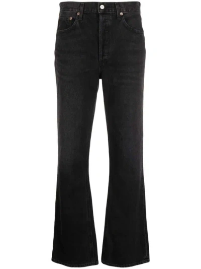 Agolde Mid-rise Straight-leg Denim Jeans In Black