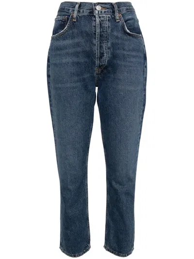 Agolde Mid-rise Tapered Jeans In Blue