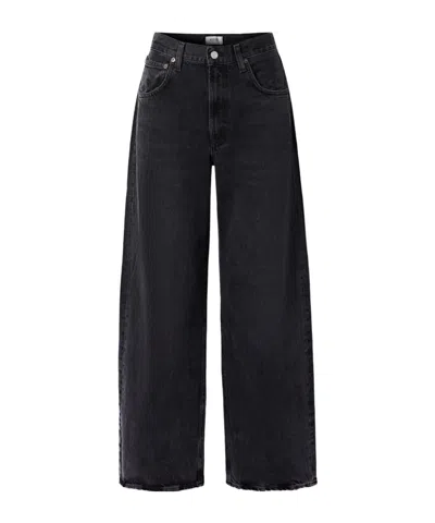 Agolde Mid-rise Wide-leg Denim Trousers In Black