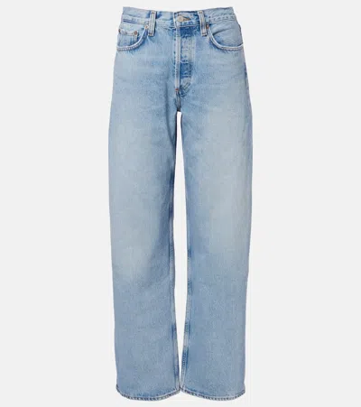Agolde Mid-rise Wide-leg Jeans In Blue