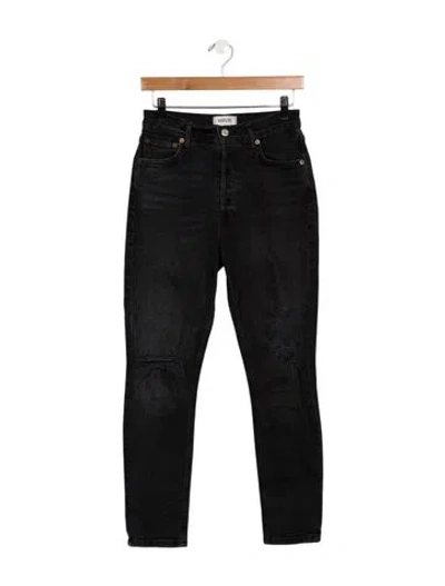 Pre-owned Agolde Mid-rise Skinny Leg Jeans In Black