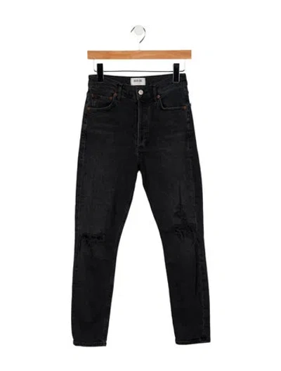 Pre-owned Agolde Mid-rise Skinny Leg Jeans In Black
