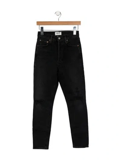Pre-owned Agolde Mid-rise Skinny Leg Jeans In Black