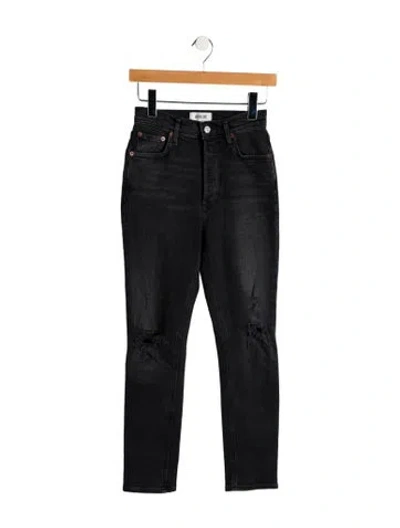 Pre-owned Agolde Mid-rise Skinny Leg Jeans In Black