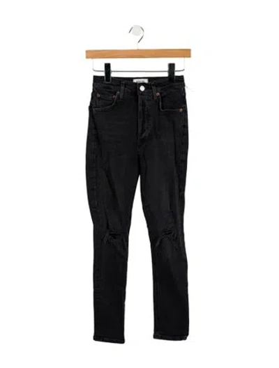 Pre-owned Agolde Mid-rise Skinny Leg Jeans In Black
