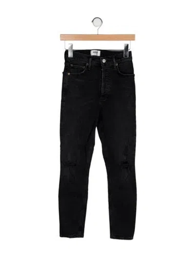 Pre-owned Agolde Mid-rise Skinny Leg Jeans In Black