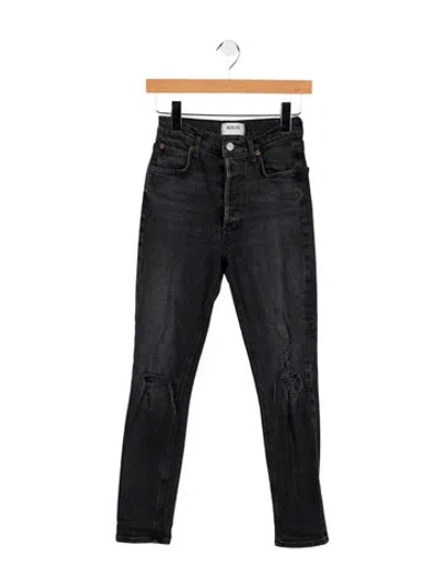 Pre-owned Agolde Mid-rise Skinny Leg Jeans In Black