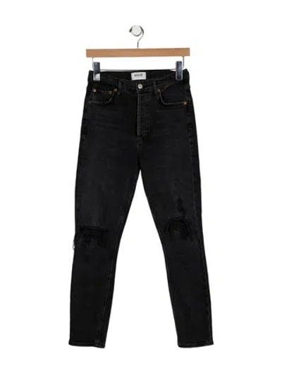 Pre-owned Agolde Mid-rise Skinny Leg Jeans In Black