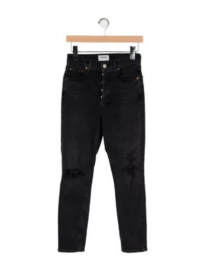 Pre-owned Agolde Mid-rise Skinny Leg Jeans In Black