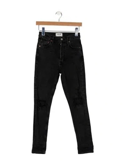 Pre-owned Agolde Mid-rise Skinny Leg Jeans In Black