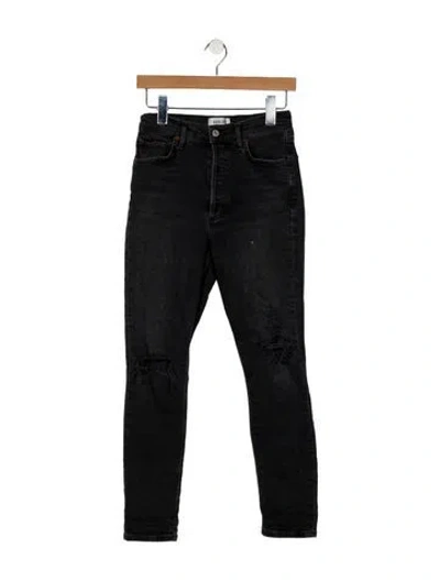 Pre-owned Agolde Mid-rise Skinny Leg Jeans In Black