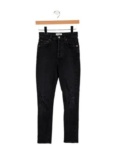 Pre-owned Agolde Mid-rise Skinny Leg Jeans In Black