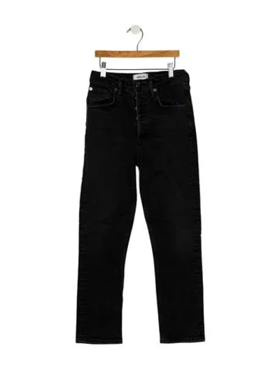 Pre-owned Agolde Mid-rise Straight Leg Jeans In Black