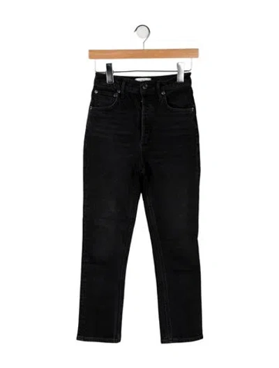 Pre-owned Agolde Mid-rise Straight Leg Jeans In Black