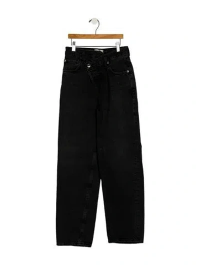 Pre-owned Agolde Mid-rise Straight Leg Jeans In Black