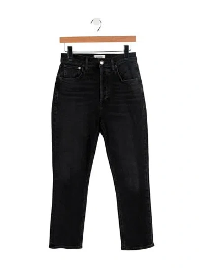 Pre-owned Agolde Mid-rise Straight Leg Jeans In Black