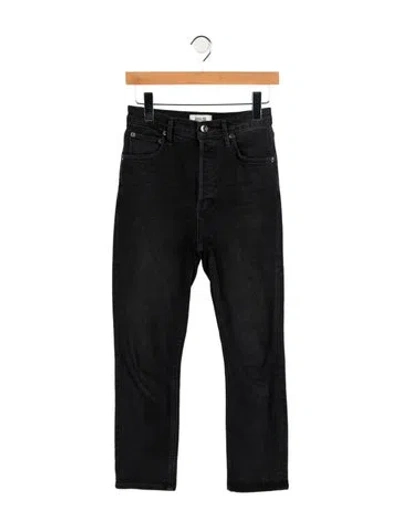 Pre-owned Agolde Mid-rise Straight Leg Jeans In Black