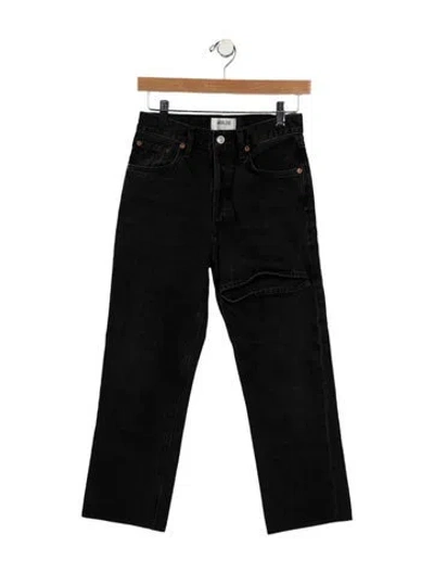 Pre-owned Agolde Mid-rise Straight Leg Jeans In Black
