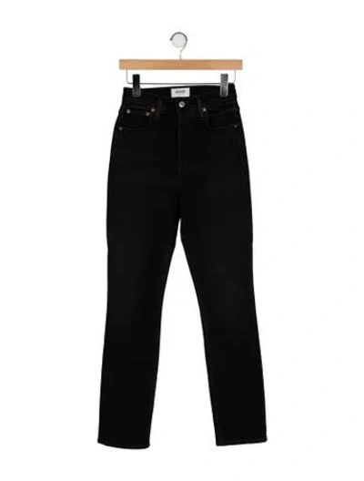 Pre-owned Agolde Mid-rise Straight Leg Jeans In Black