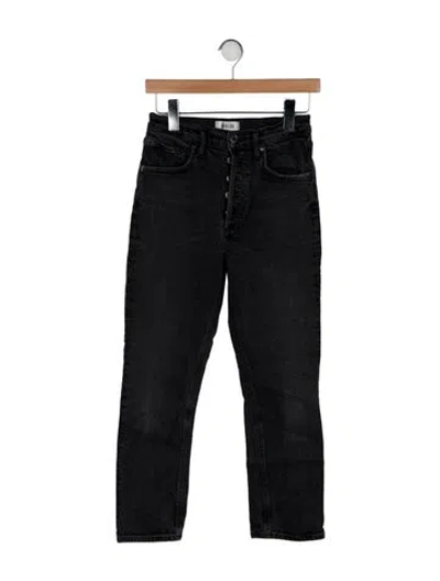 Pre-owned Agolde Mid-rise Straight Leg Jeans In Black