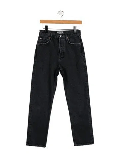 Pre-owned Agolde Mid-rise Straight Leg Jeans In Black