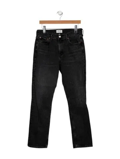 Pre-owned Agolde Mid-rise Straight Leg Jeans In Black