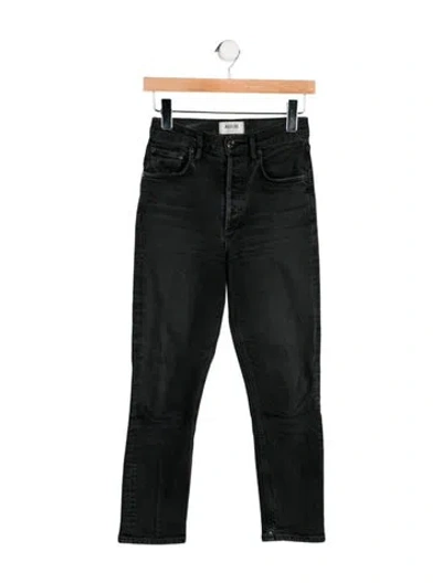 Pre-owned Agolde Mid-rise Straight Leg Jeans In Black