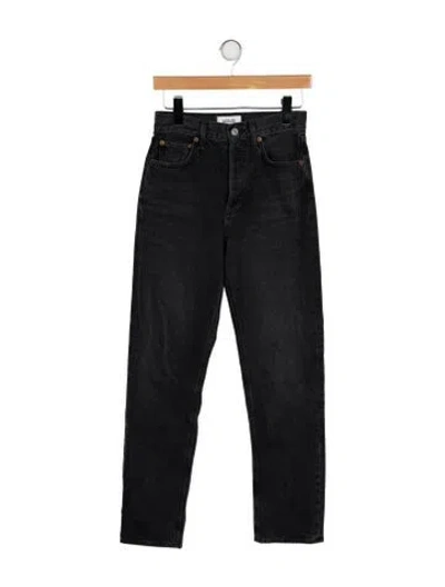 Pre-owned Agolde Mid-rise Straight Leg Jeans In Black