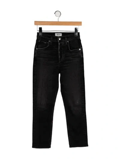 Pre-owned Agolde Mid-rise Straight Leg Jeans In Black
