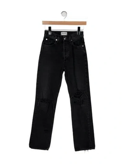 Pre-owned Agolde Mid-rise Straight Leg Jeans In Black