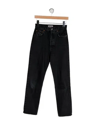 Pre-owned Agolde Mid-rise Straight Leg Jeans In Black
