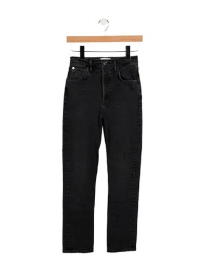 Pre-owned Agolde Mid-rise Straight Leg Jeans In Black