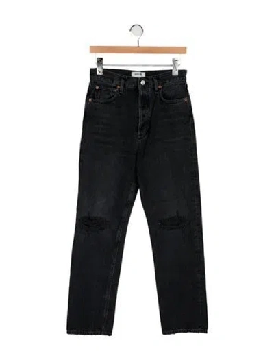 Pre-owned Agolde Mid-rise Straight Leg Jeans In Black