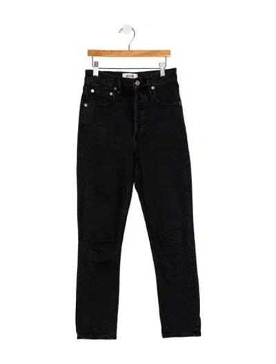 Pre-owned Agolde Mid-rise Straight Leg Jeans In Black