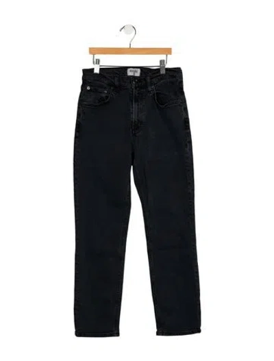 Pre-owned Agolde Mid-rise Straight Leg Jeans In Black